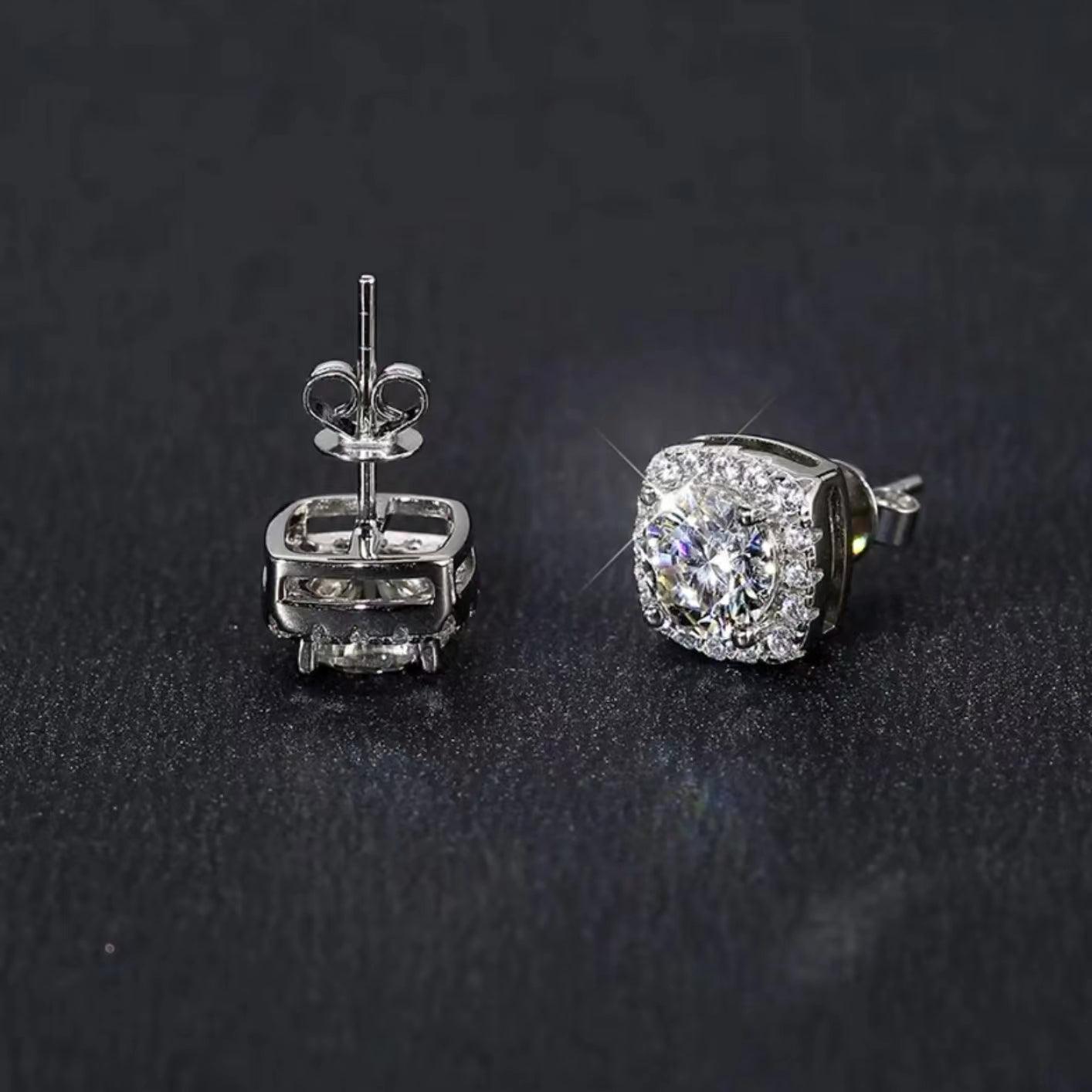 Haute Couture Square Sugar Silver Stud Earrings - LOVELY ROBIN