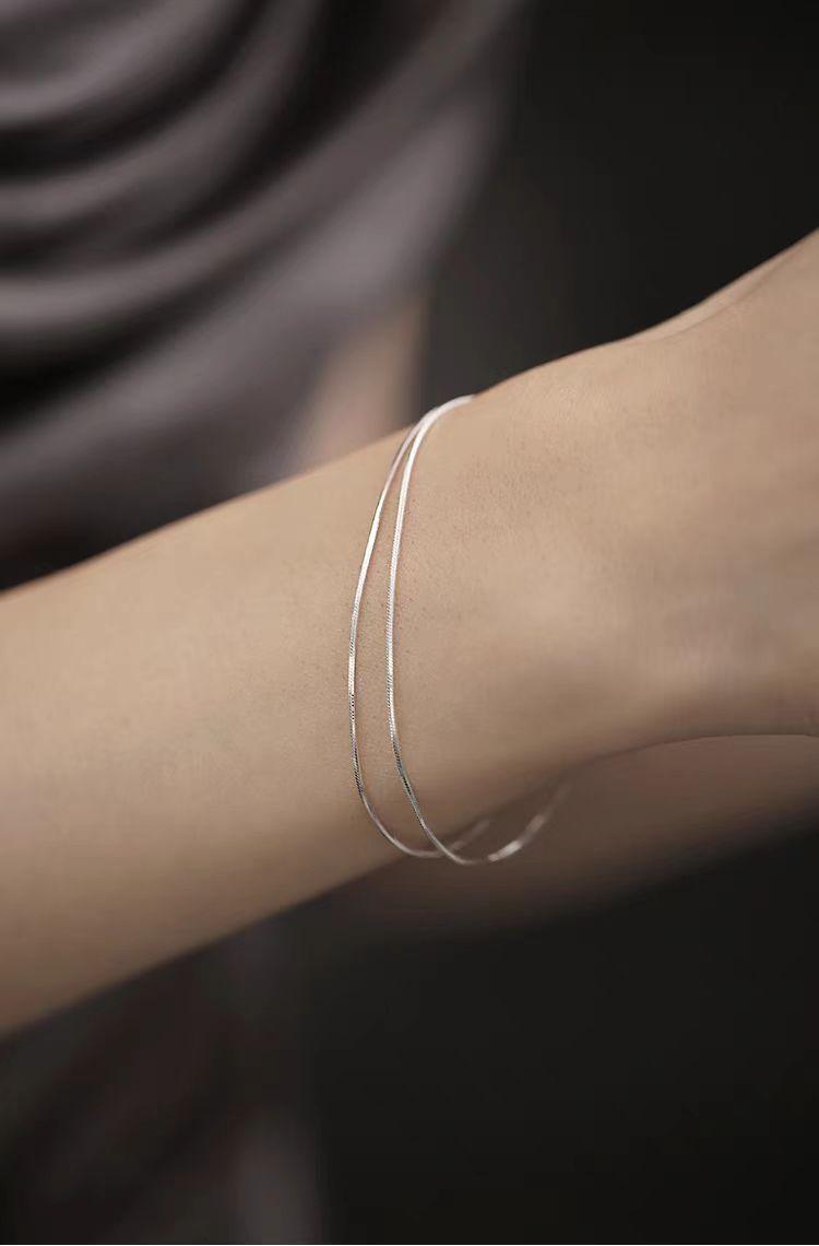 Silken Silver | Fine Sterling Silver Snake Chain Bracelet - LOVELY ROBIN