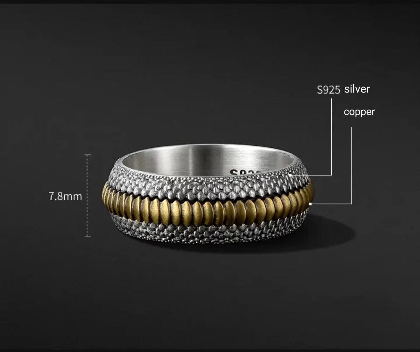 Stylish Dragon Scale Silver Ring - LOVELY ROBIN