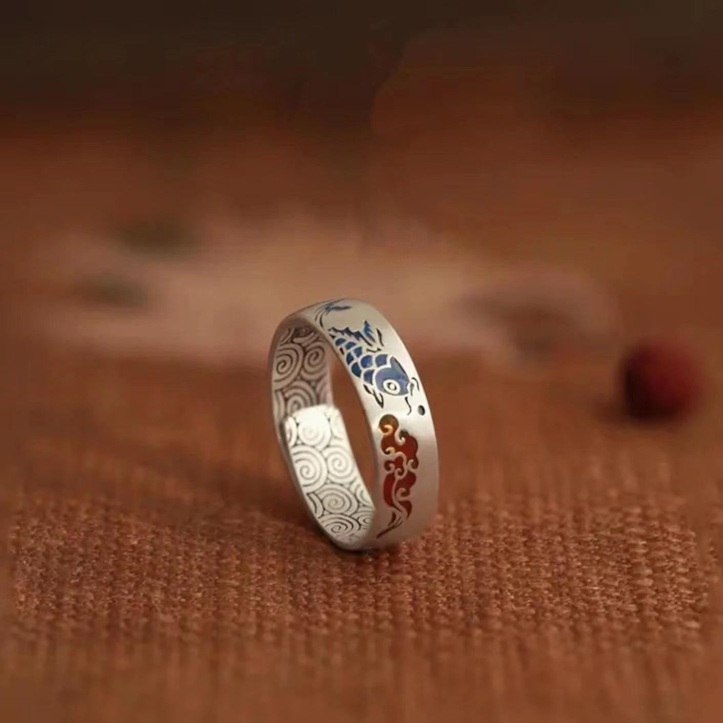Enamel Koi Sterling Silver Ring - LOVELY ROBIN