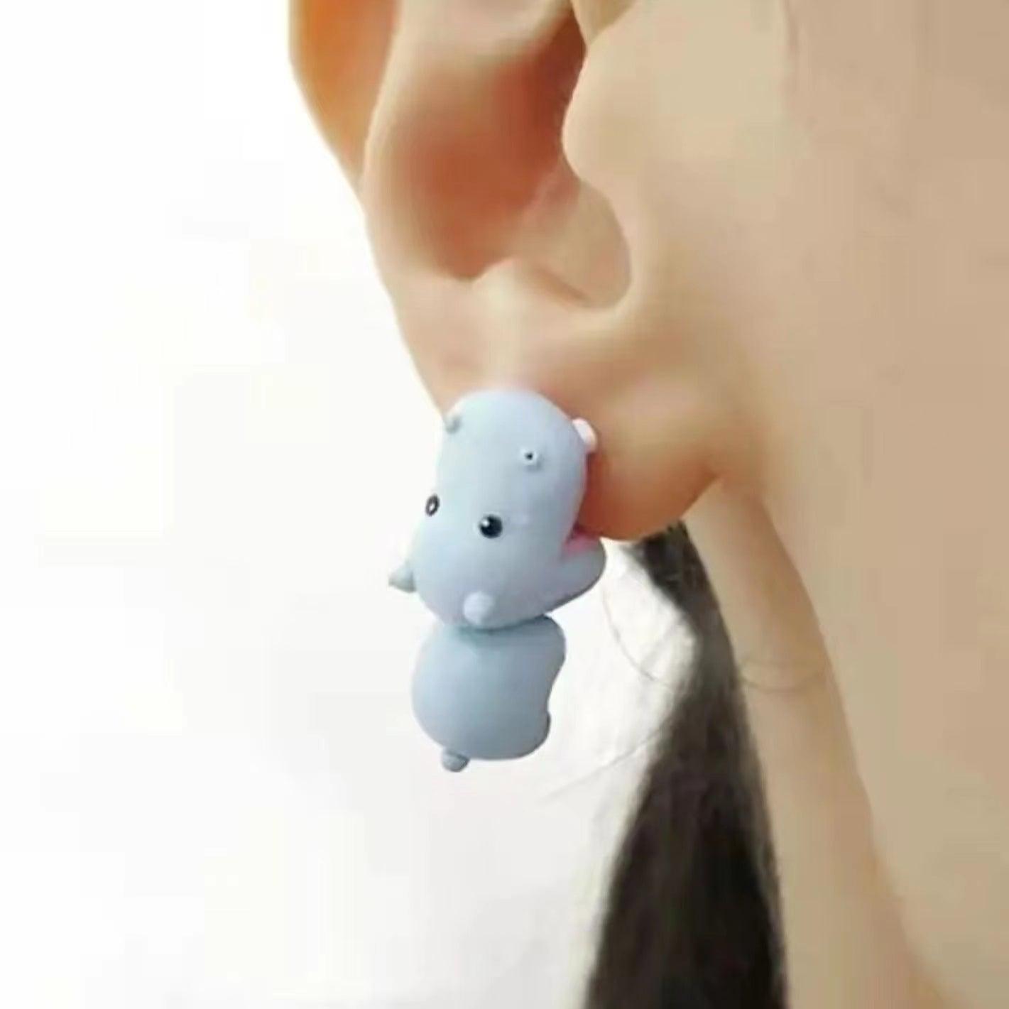 Alloy and Acrylic Animal Bite Creative Earrings - LOVELY ROBIN