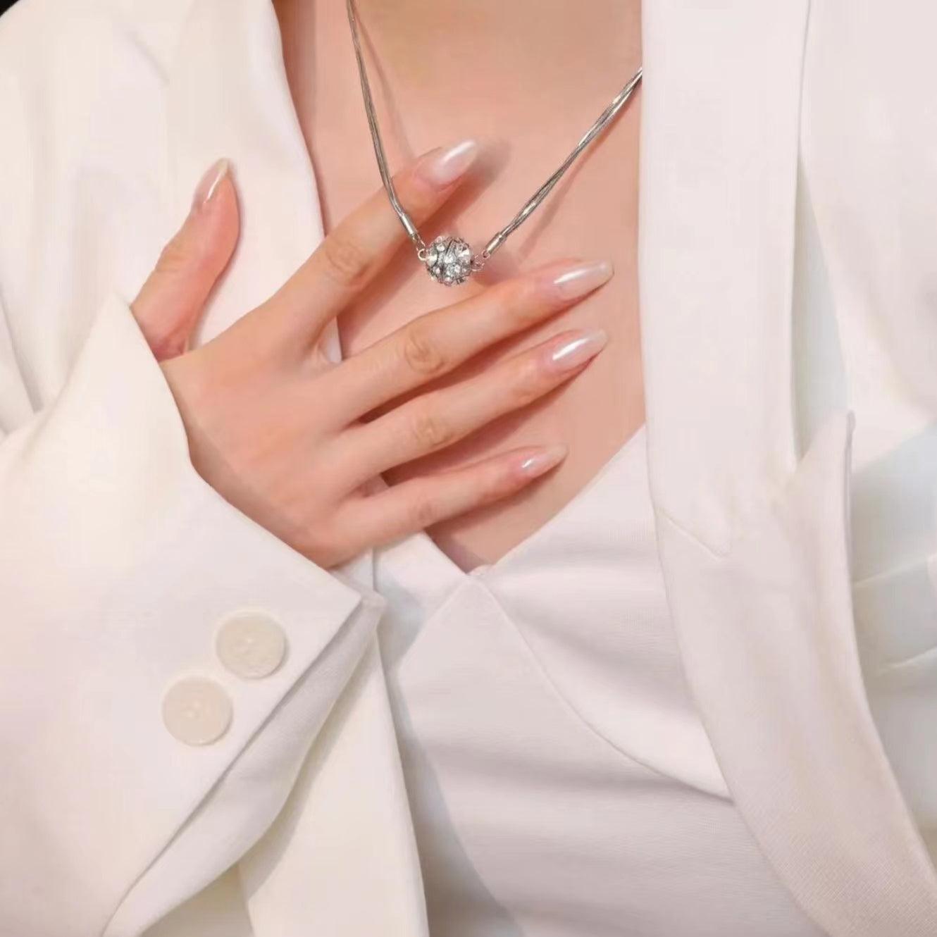 Copper Alloy Inlaid Pendant Magnetic Necklace - LOVELY ROBIN