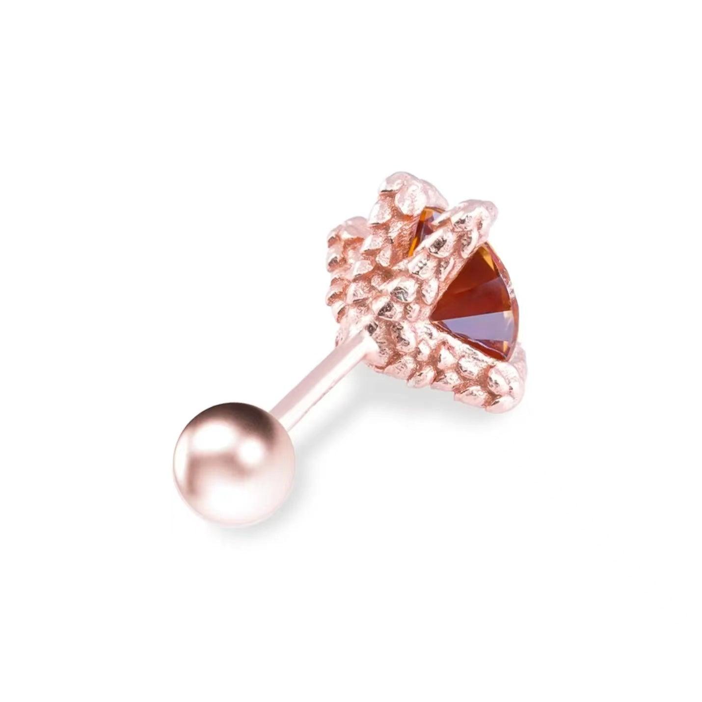 Macaroon Color Moissanite Dragon Claw Stud Earrings - LOVELY ROBIN