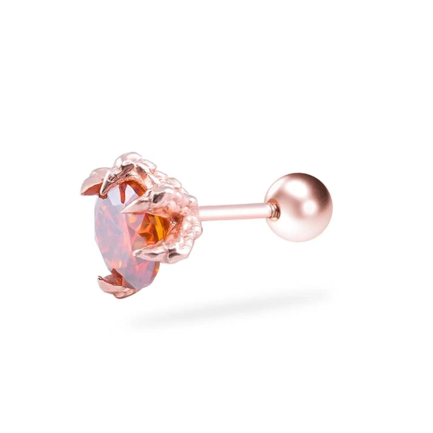 Macaroon Color Moissanite Dragon Claw Stud Earrings - LOVELY ROBIN