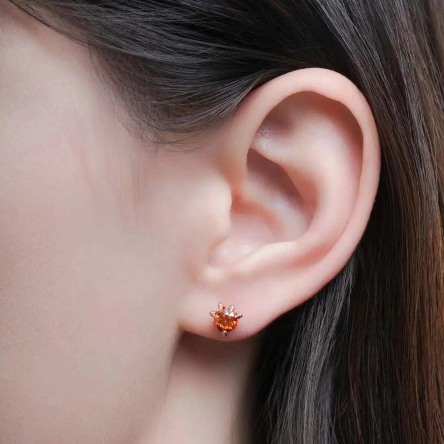 Macaroon Color Moissanite Dragon Claw Stud Earrings - LOVELY ROBIN