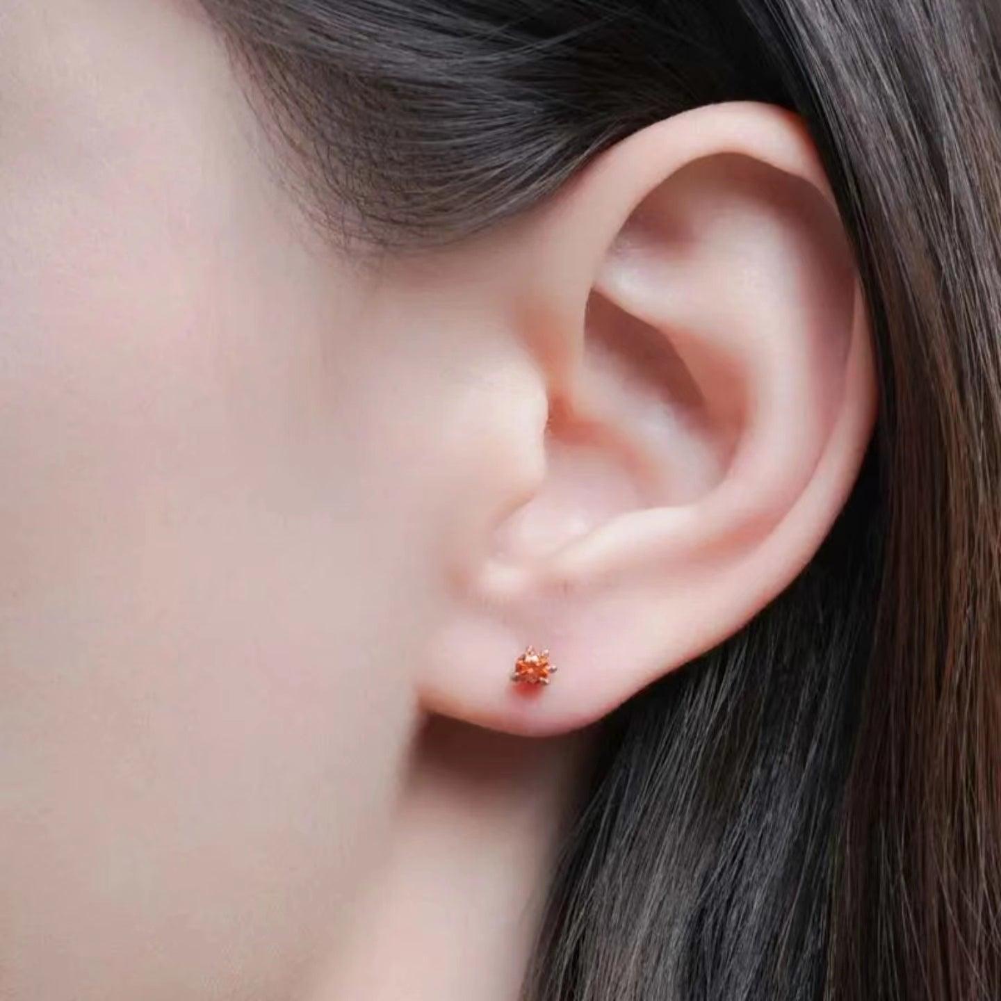 Macaroon Color Moissanite Dragon Claw Stud Earrings - LOVELY ROBIN