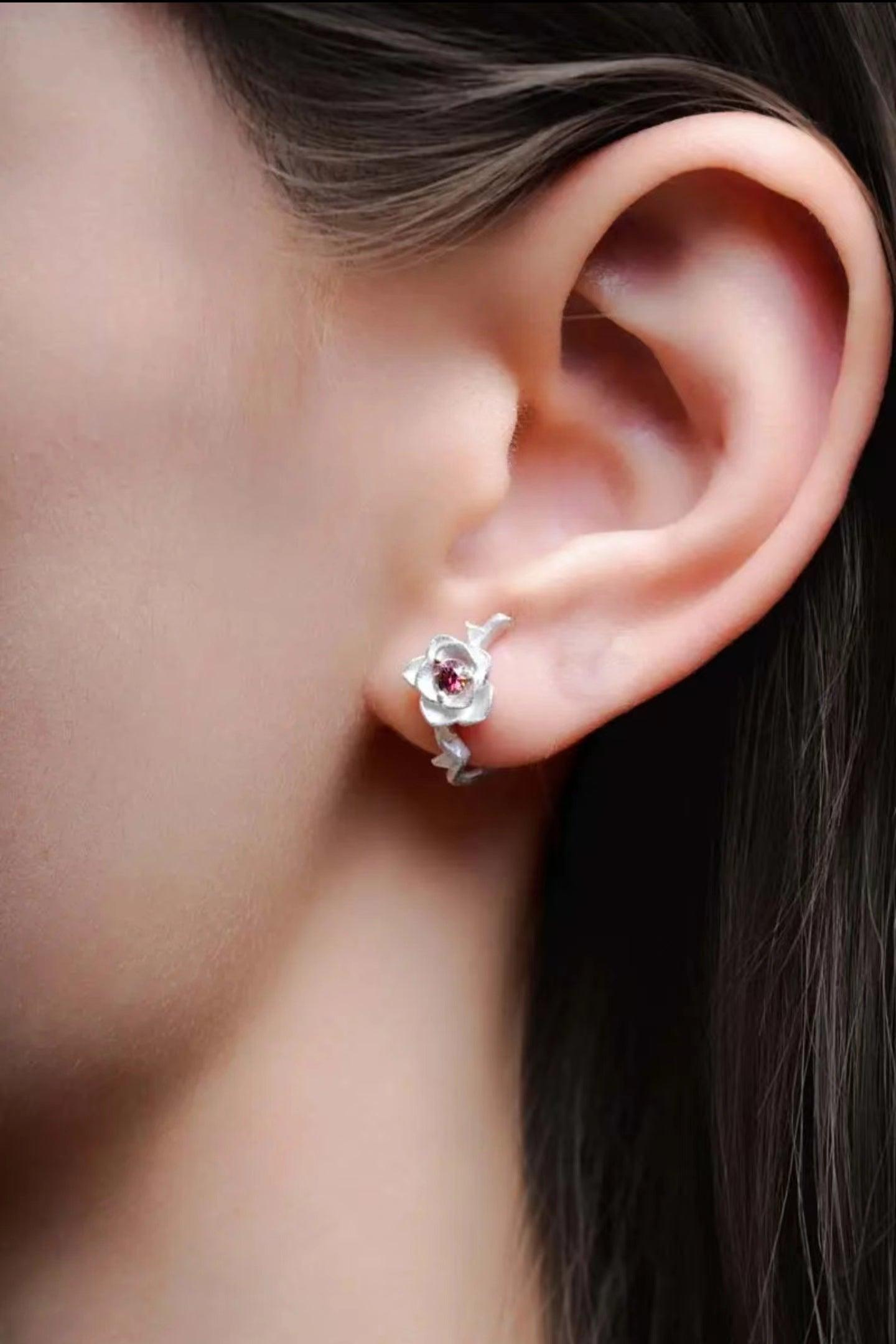 Moissanite Thorn Rose Non-Pierced Ear Cuff - LOVELY ROBIN
