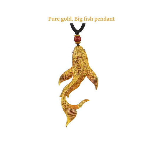 Handcrafted Pure Gold Big Fish Pendant - LOVELY ROBIN