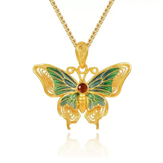 Dreamweaver Butterfly - Gold & Enamel Pendant - LOVELY ROBIN