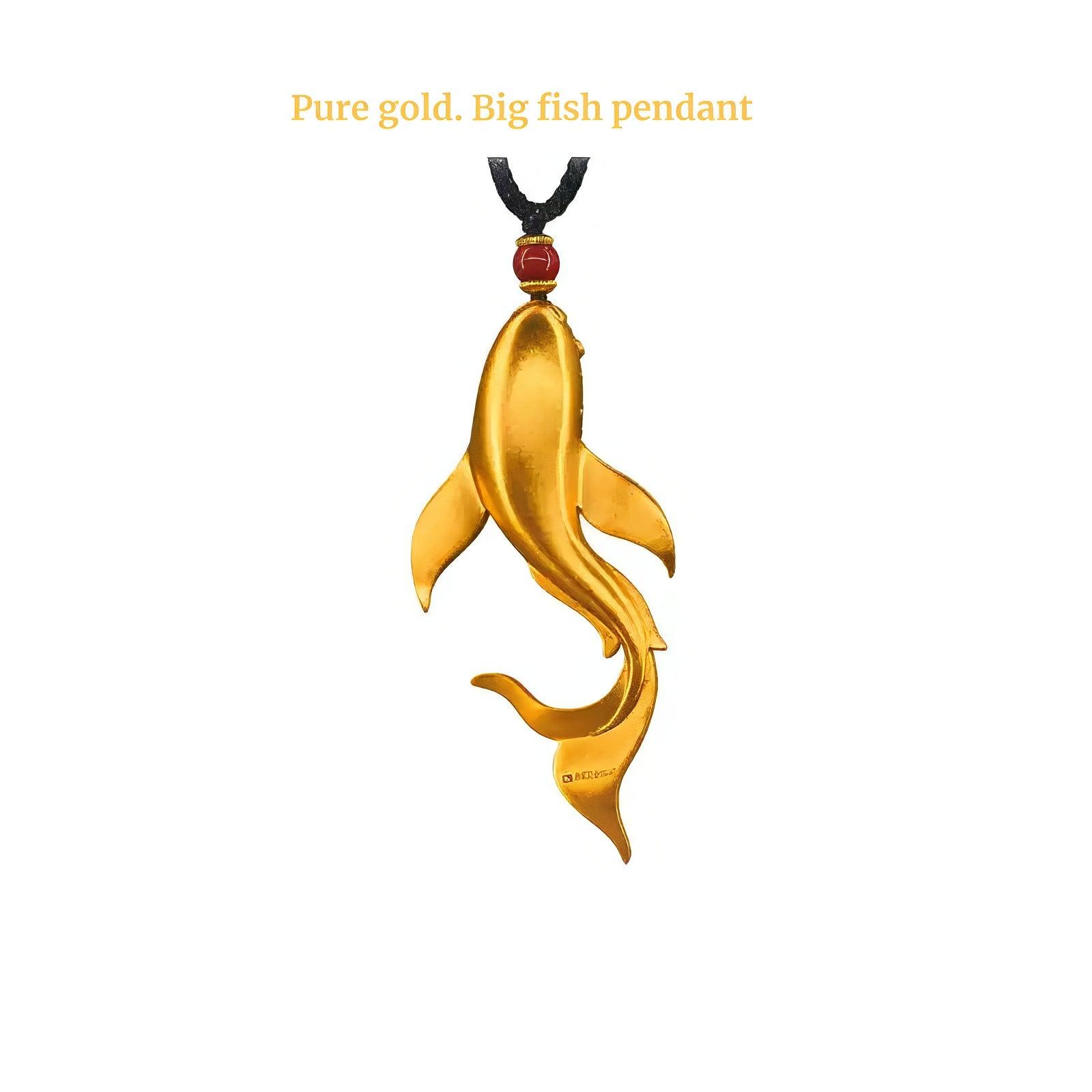 Handcrafted Pure Gold Big Fish Pendant - LOVELY ROBIN