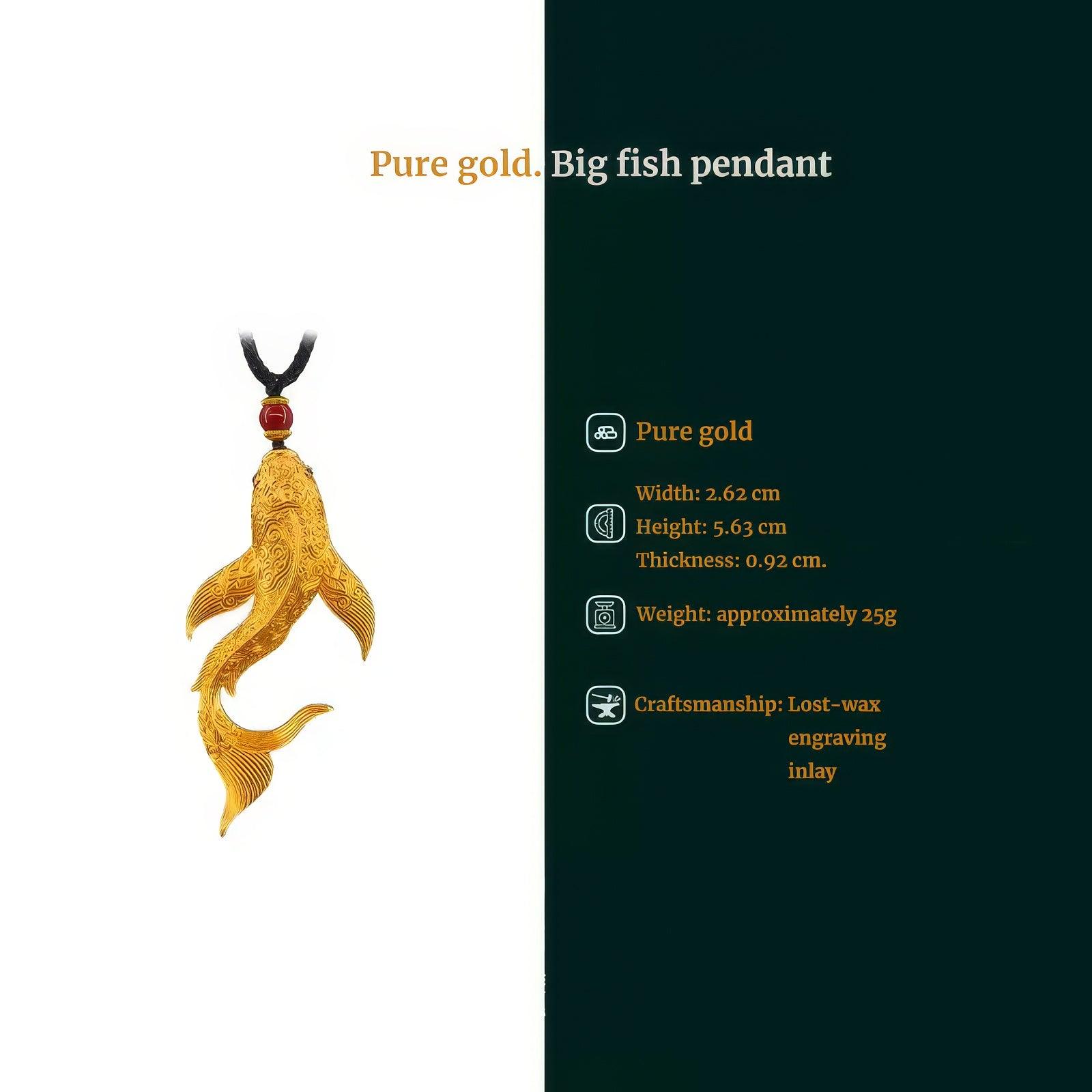 Handcrafted Pure Gold Big Fish Pendant - LOVELY ROBIN