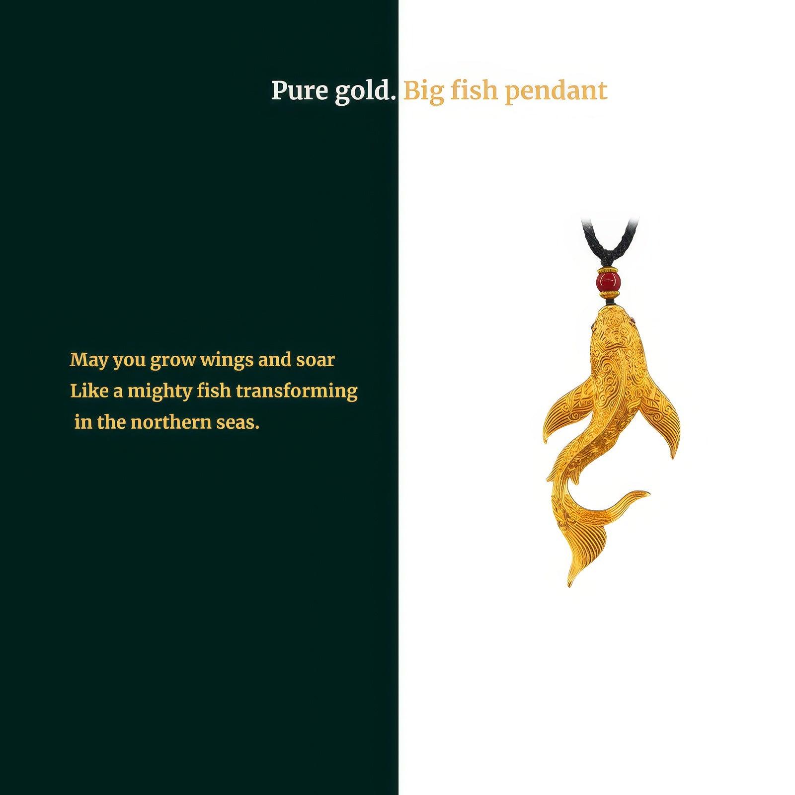 Handcrafted Pure Gold Big Fish Pendant - LOVELY ROBIN