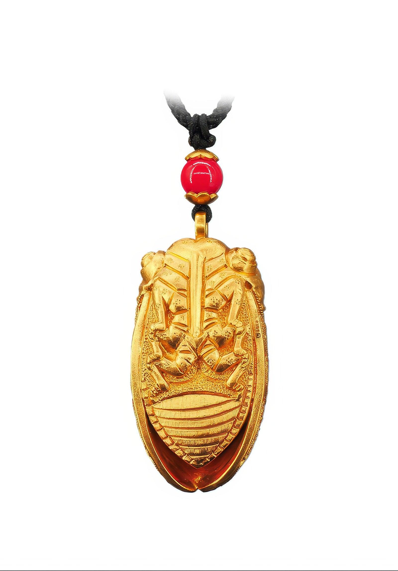 Golden Filigree Glow - Handmade Pure Gold Cicada Pendant - LOVELY ROBIN