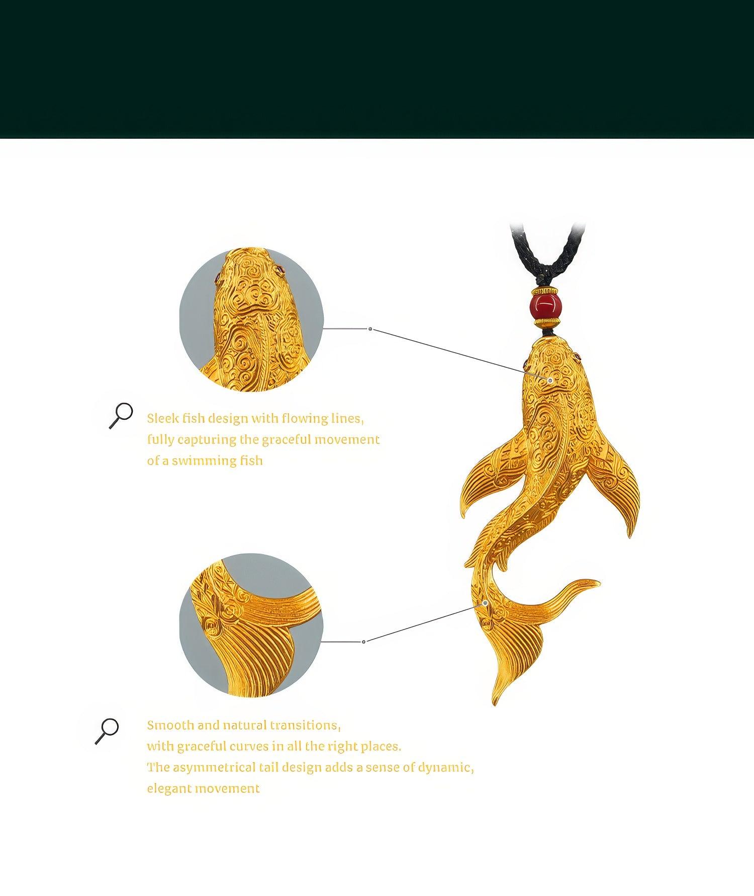 Handcrafted Pure Gold Big Fish Pendant - LOVELY ROBIN