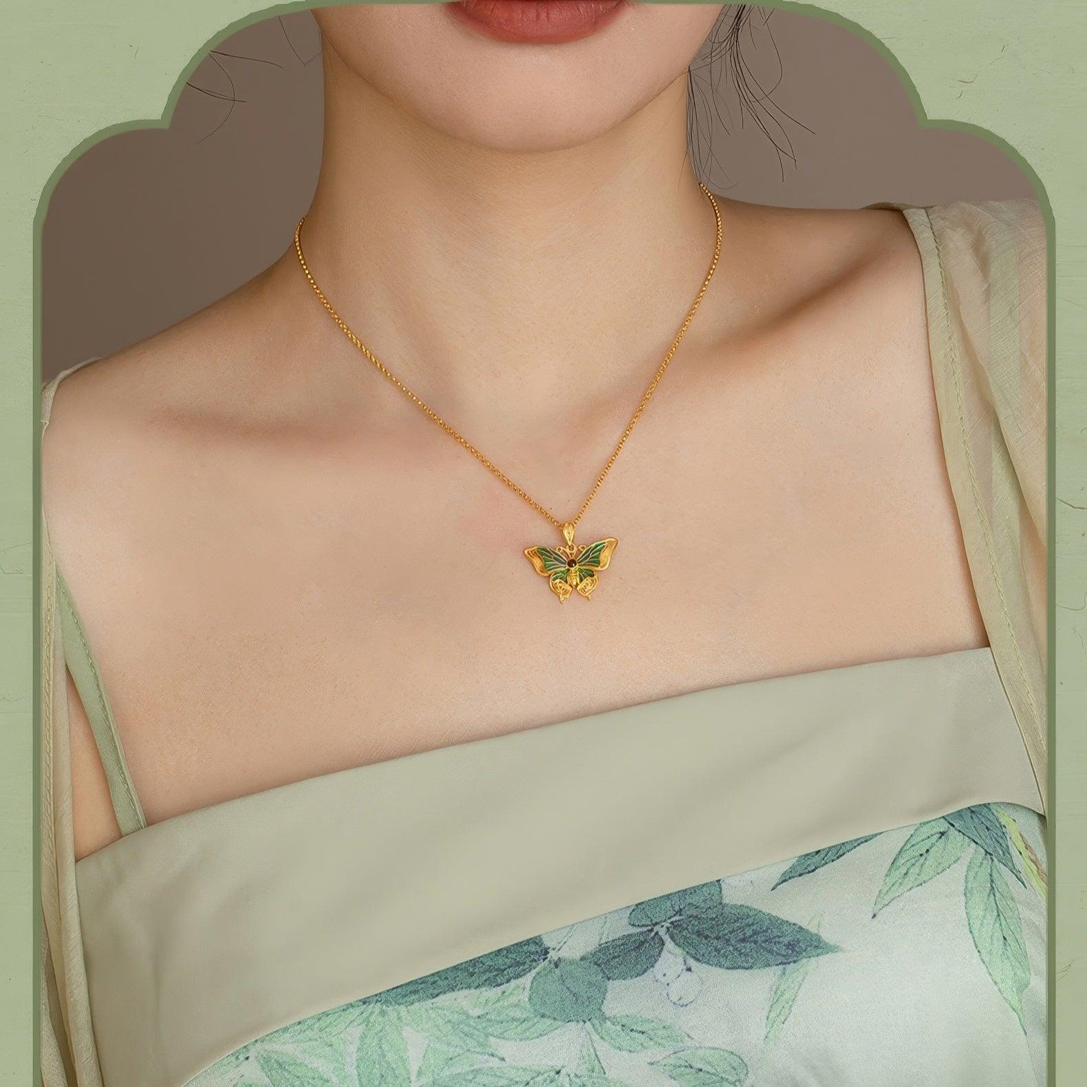 Dreamweaver Butterfly - Gold & Enamel Pendant - LOVELY ROBIN
