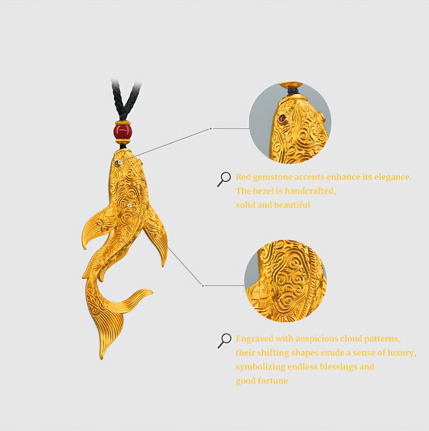 Handcrafted Pure Gold Big Fish Pendant - LOVELY ROBIN