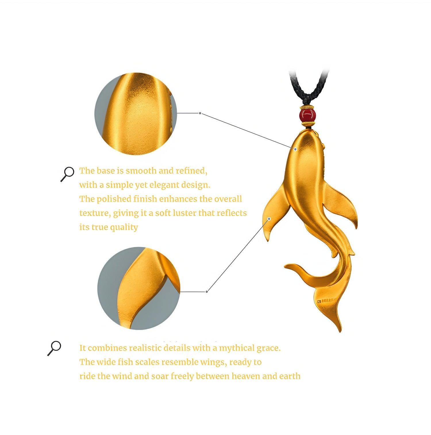 Handcrafted Pure Gold Big Fish Pendant - LOVELY ROBIN