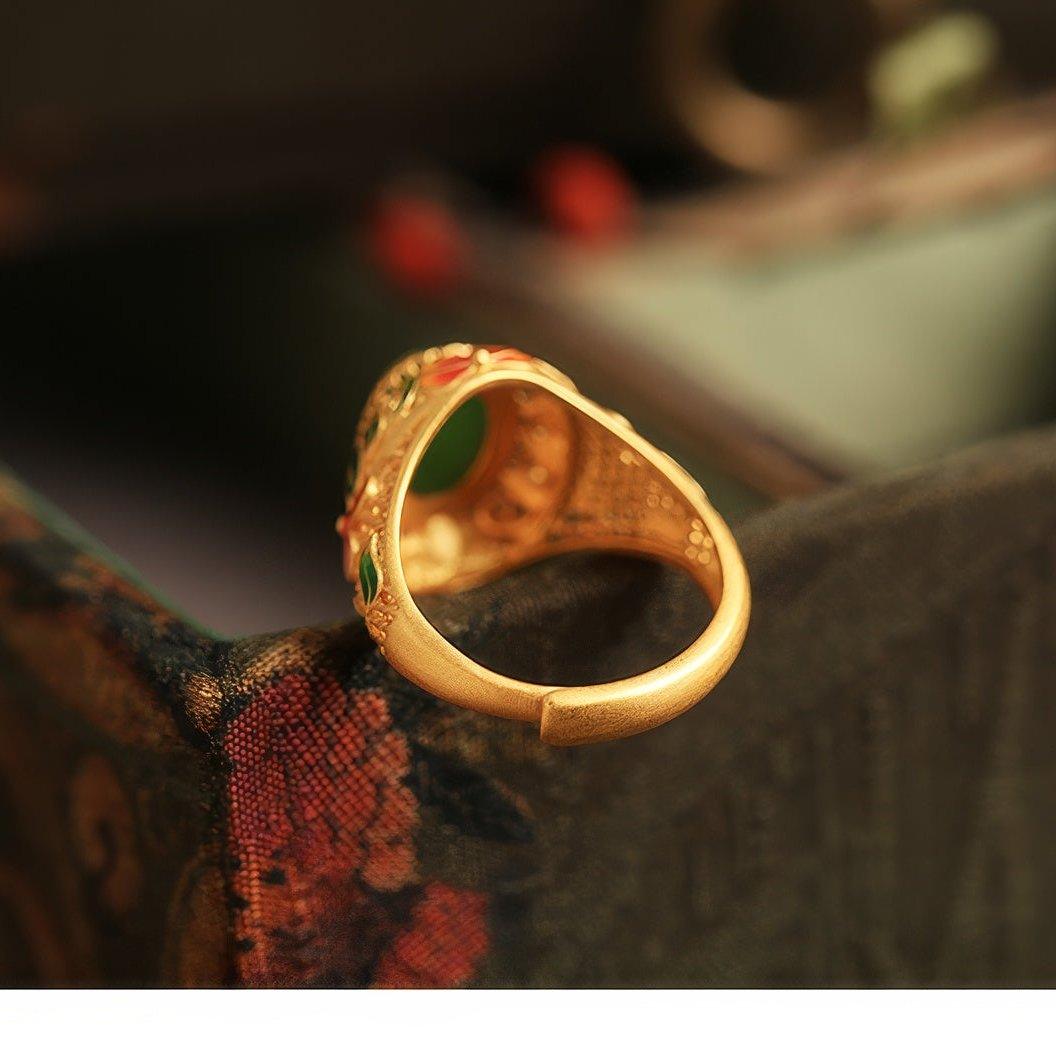 Jade Blossom Adjustable Ring - LOVELY ROBIN