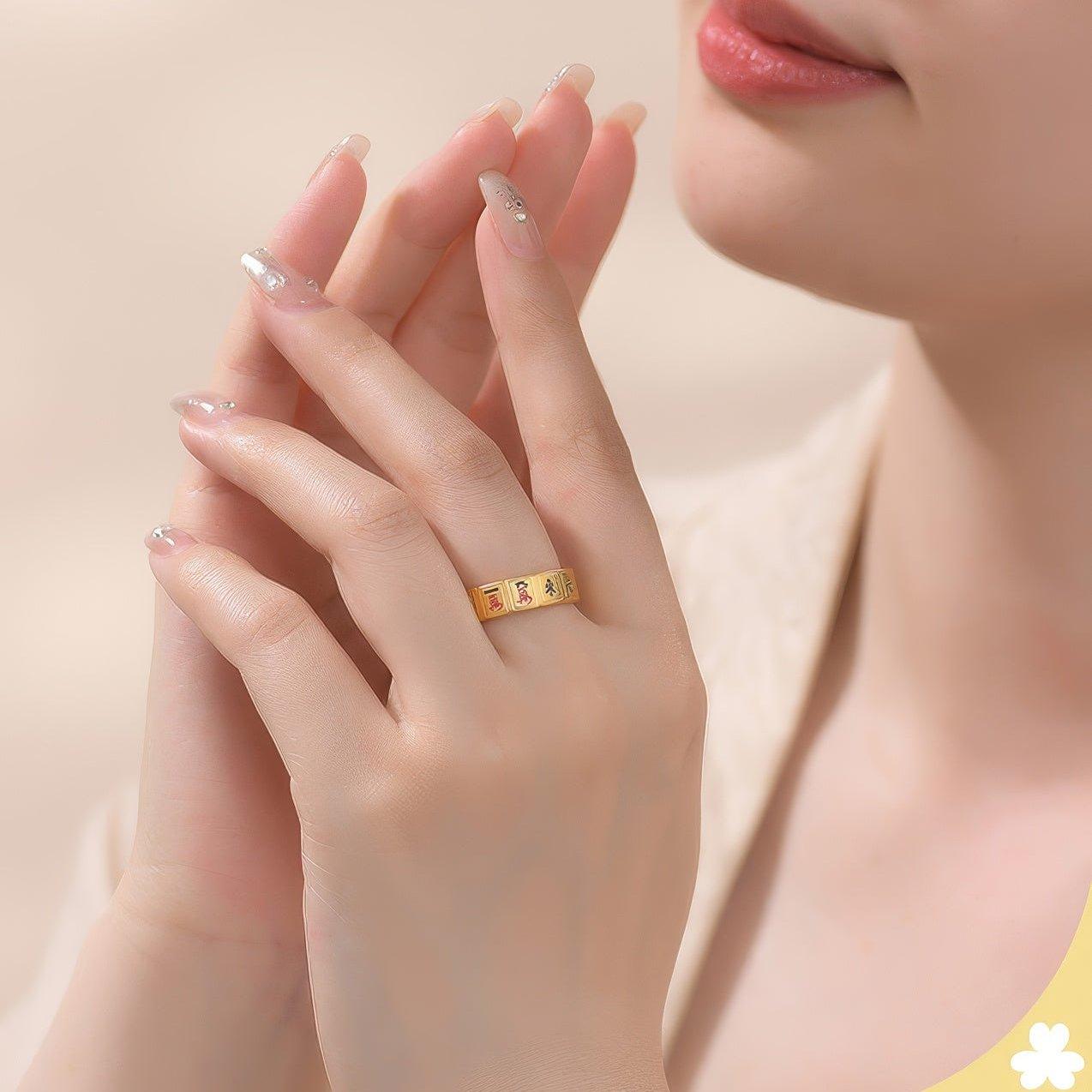 Lucky Strike Mahjong Gold Ring - LOVELY ROBIN