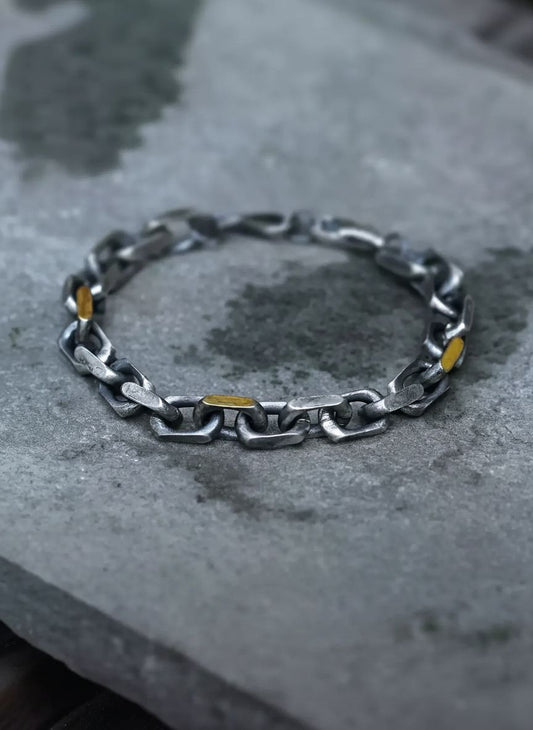 Men-s-S925-Sterling-Silver-Bracelet-with-Gold-Accent_1