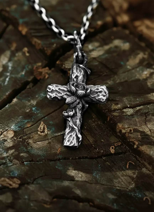 Thorn-Flower-Cross-Pendant-Necklace-in-S999-Sterling-Silver_1