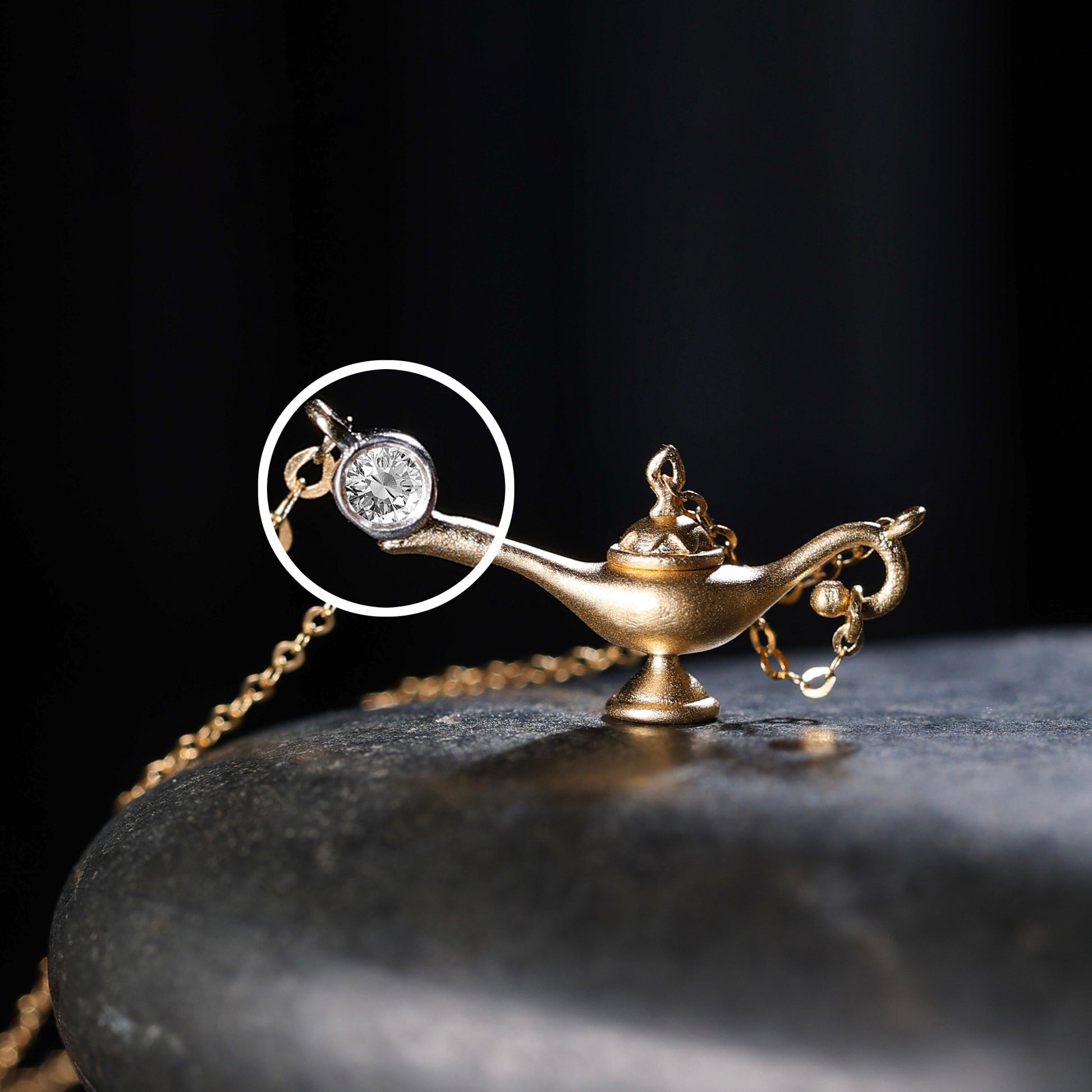 Wishes Granted 18K Gold&Diamond Aladdin Lamp Pendant Necklace - LOVELY ROBIN