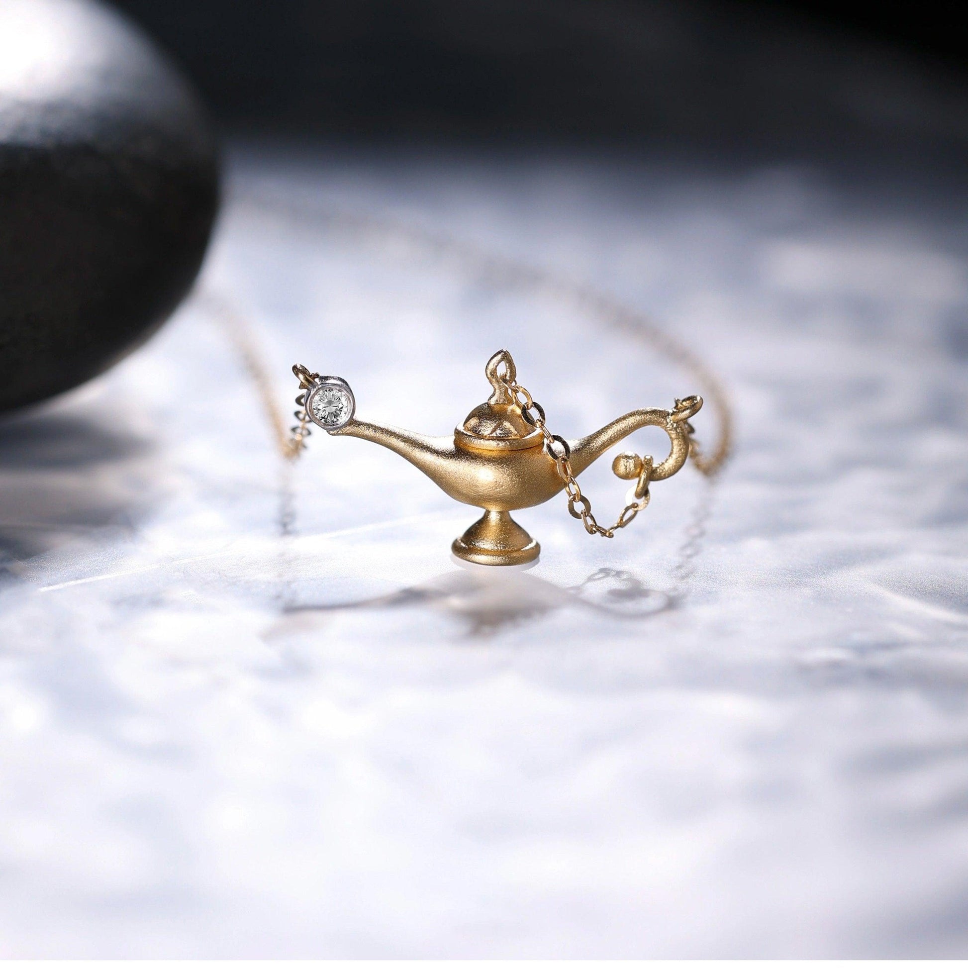 Wishes Granted 18K Gold&Diamond Aladdin Lamp Pendant Necklace - LOVELY ROBIN