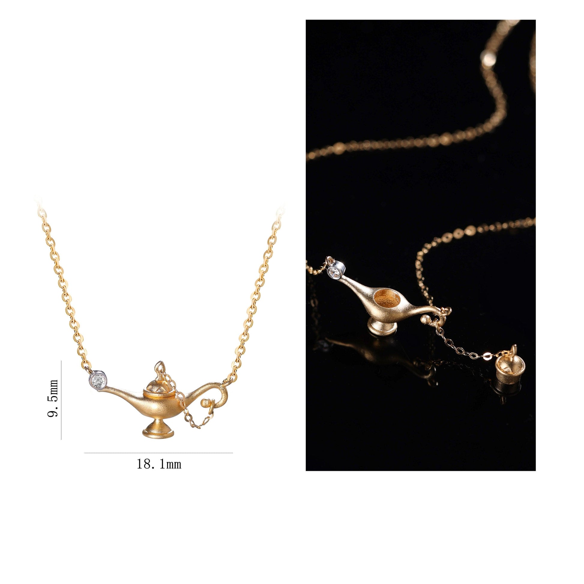 Wishes Granted 18K Gold&Diamond Aladdin Lamp Pendant Necklace - LOVELY ROBIN