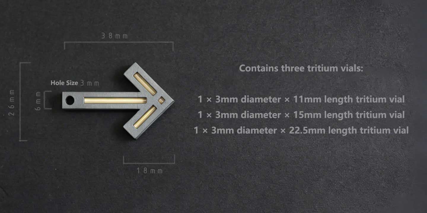 Arrow of Time Pendant TC4 Titanium Tritium Glow Pendant