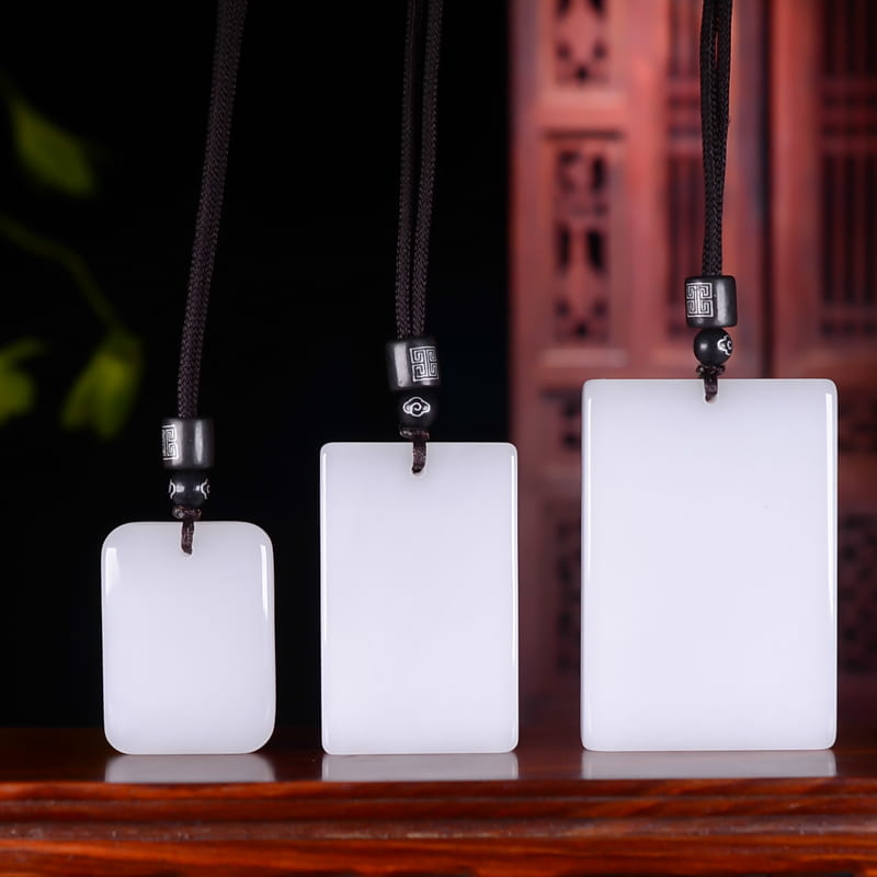 Bafang Fortune Jade Amulet – Natural White Hetian Jade