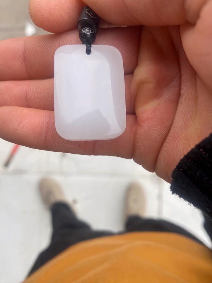 Bafang Fortune Jade Amulet – Natural White Hetian Jade