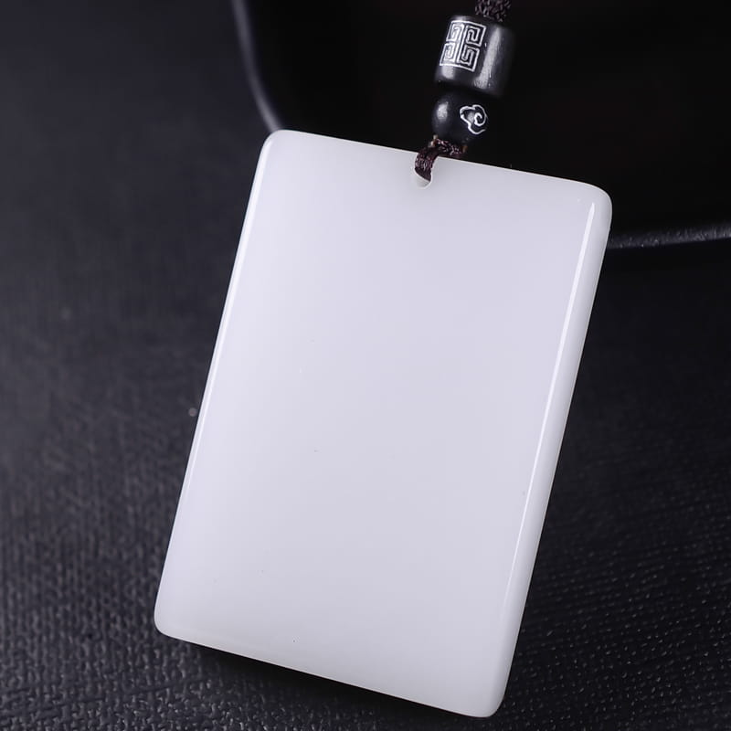 Bafang Fortune Jade Amulet – Natural White Hetian Jade