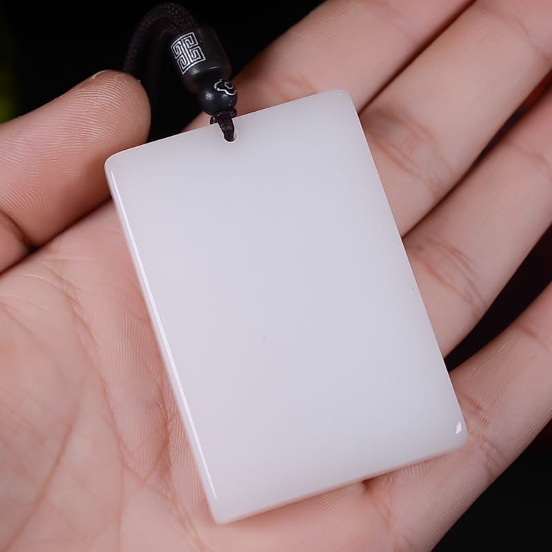 Bafang Fortune Jade Amulet – Natural White Hetian Jade