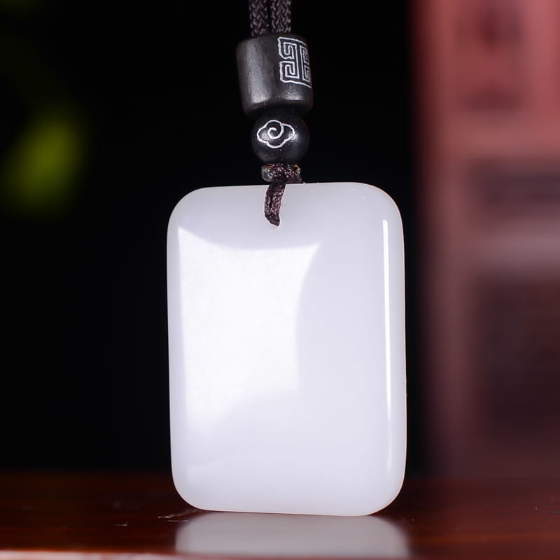 Bafang Fortune Jade Amulet – Natural White Hetian Jade