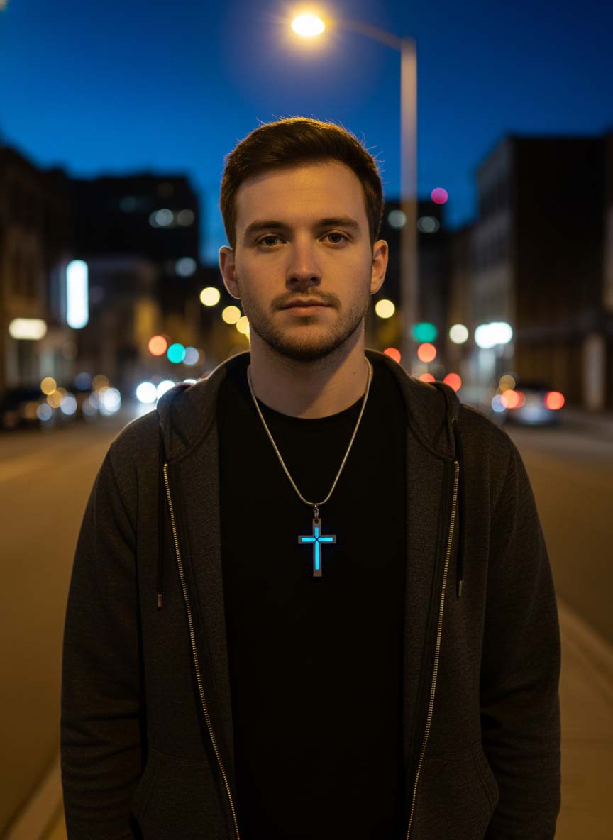 Cyber Tritium Cross Pendant
