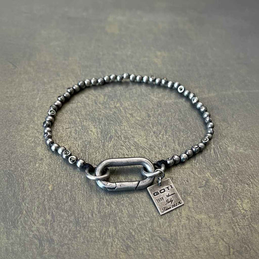 Dark Gothic Vintage Silver Bead Bracelet