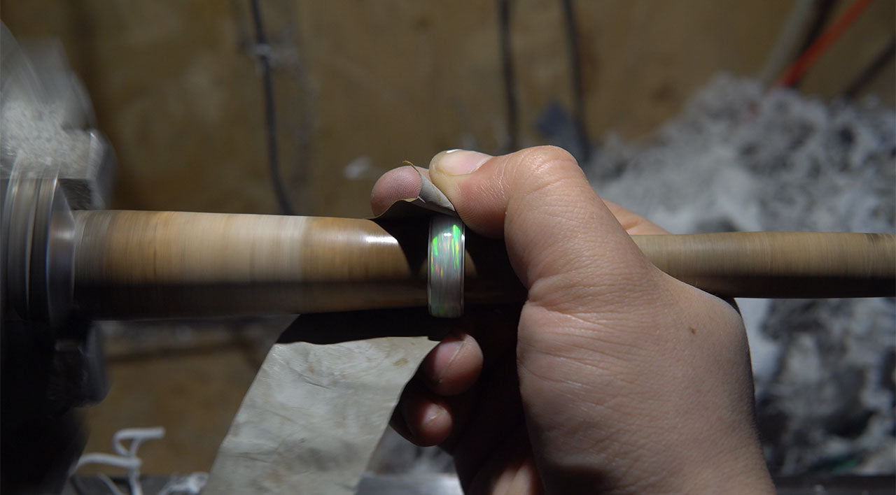 Handcrafted 925 Sterling Silver Ring with Natural Opal Chips Inlay