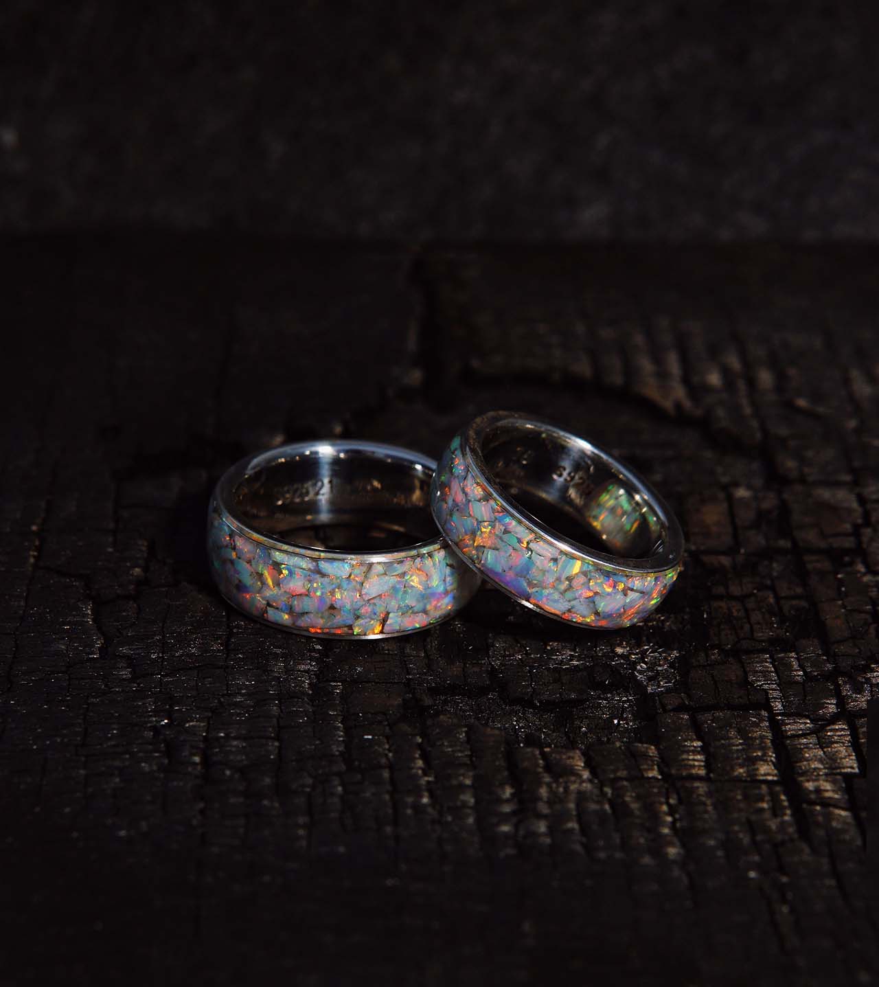 Handcrafted 925 Sterling Silver Ring with Natural Opal Chips Inlay