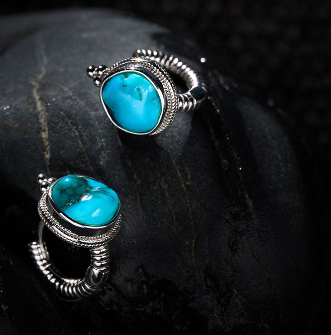 Handcrafted Natural Raw Turquoise Earrings