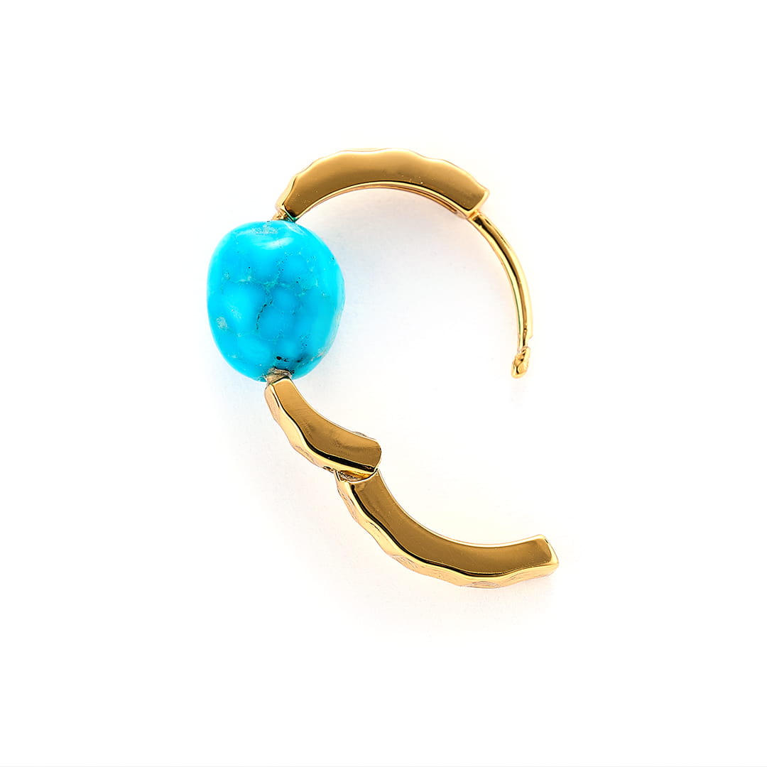 Handcrafted Tibetan-Style Ramratso Natural Turquoise Earring