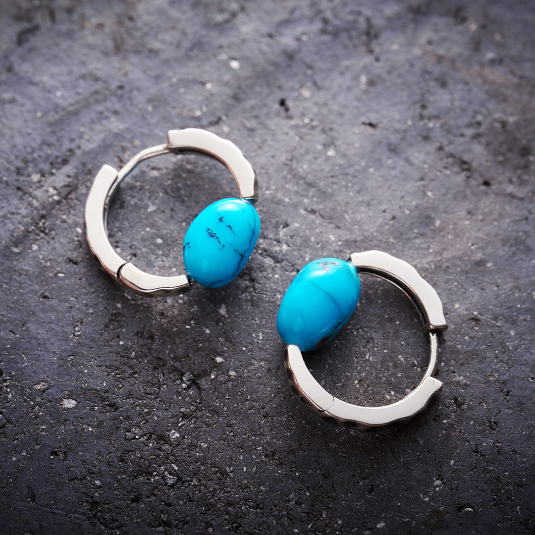 Handcrafted Tibetan-Style Ramratso Natural Turquoise Earring