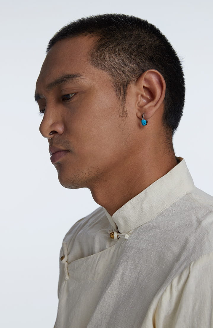 Handcrafted Tibetan-Style Ramratso Natural Turquoise Earring