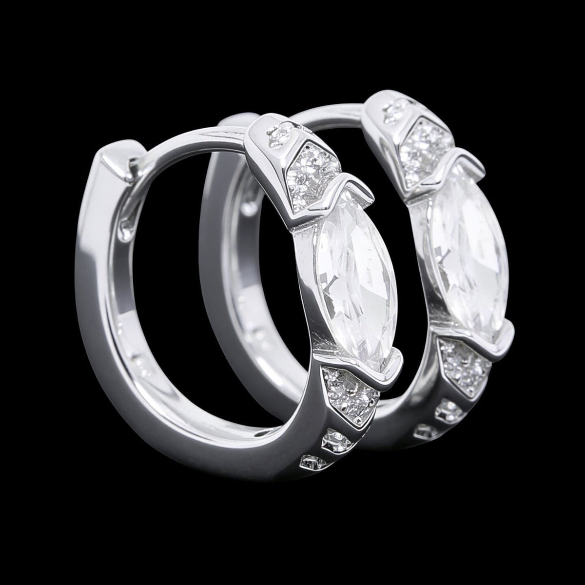 Horus Shadow and Light 999 Silver Zircon Earrings