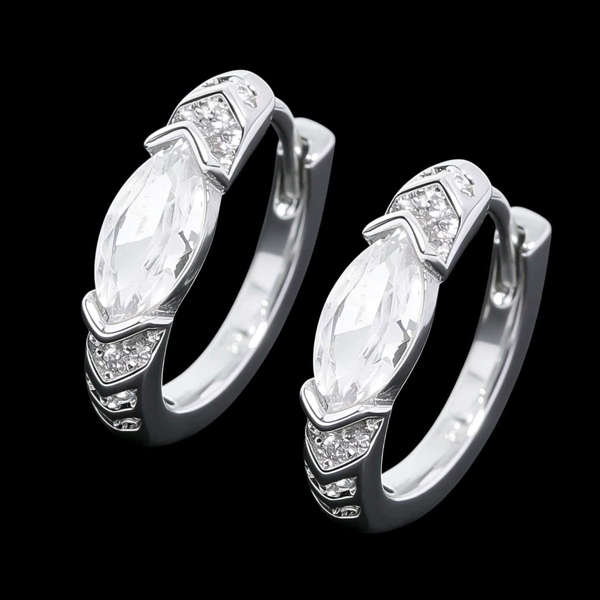 Horus Shadow and Light 999 Silver Zircon Earrings