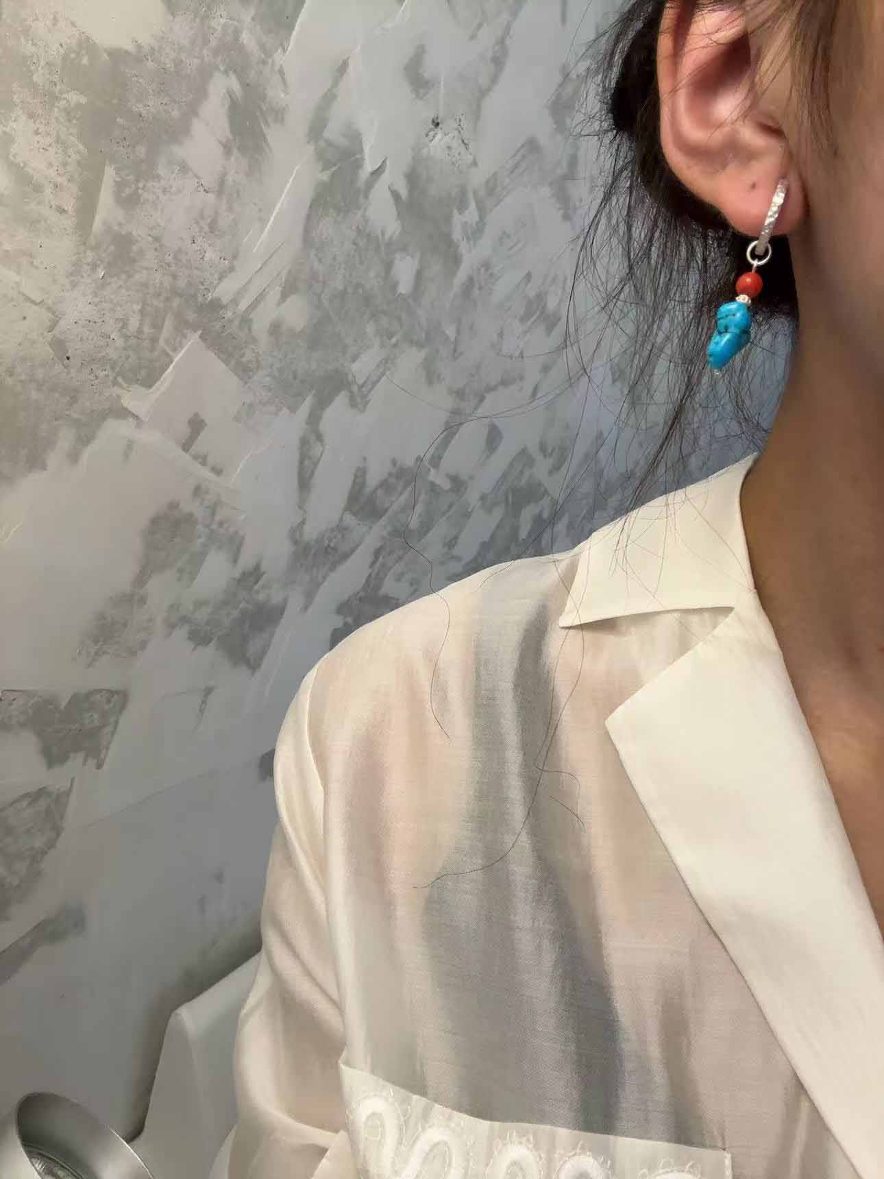 Ice Pulse · Tibetan Turquoise Drop Earring (Sold Individually) · A Talisman of Inner Power and Protection