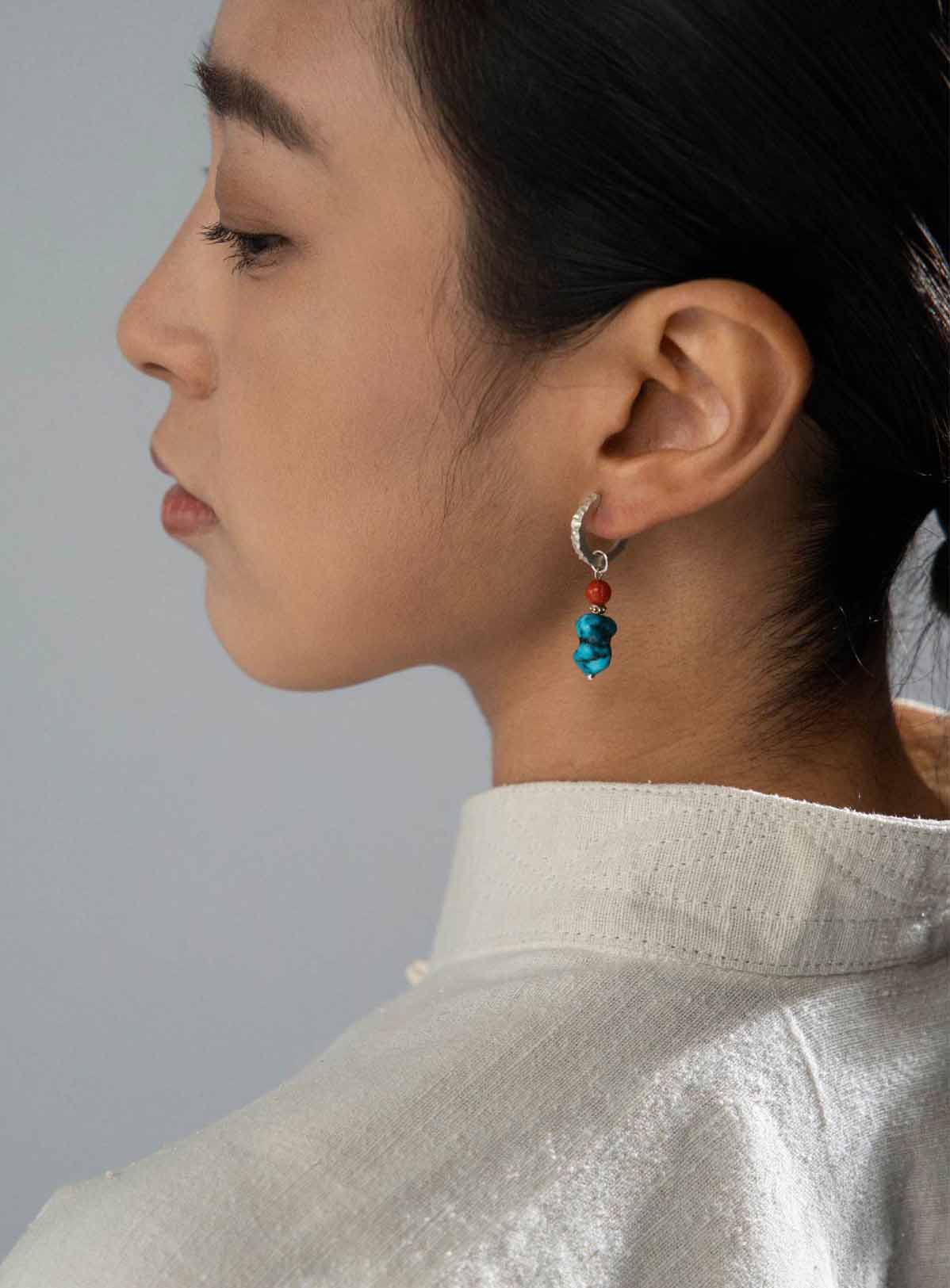 Ice Pulse · Tibetan Turquoise Drop Earring (Sold Individually) · A Talisman of Inner Power and Protection