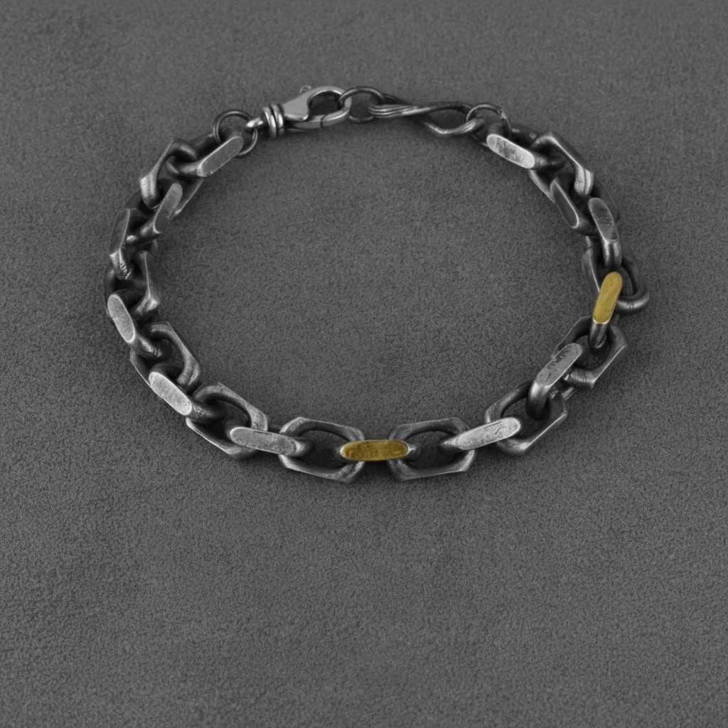 Men-s-S925-Sterling-Silver-Bracelet-with-Gold-Accent_13