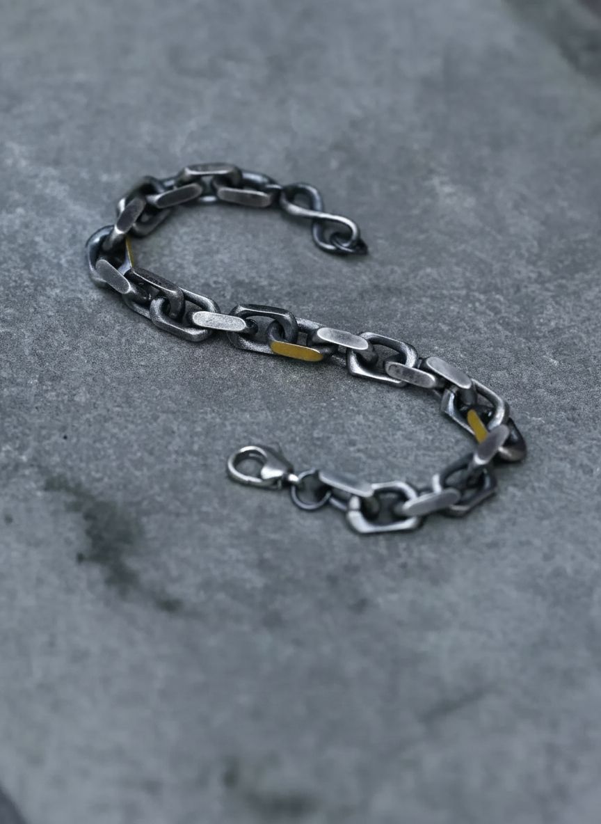 Men-s-S925-Sterling-Silver-Bracelet-with-Gold-Accent_3