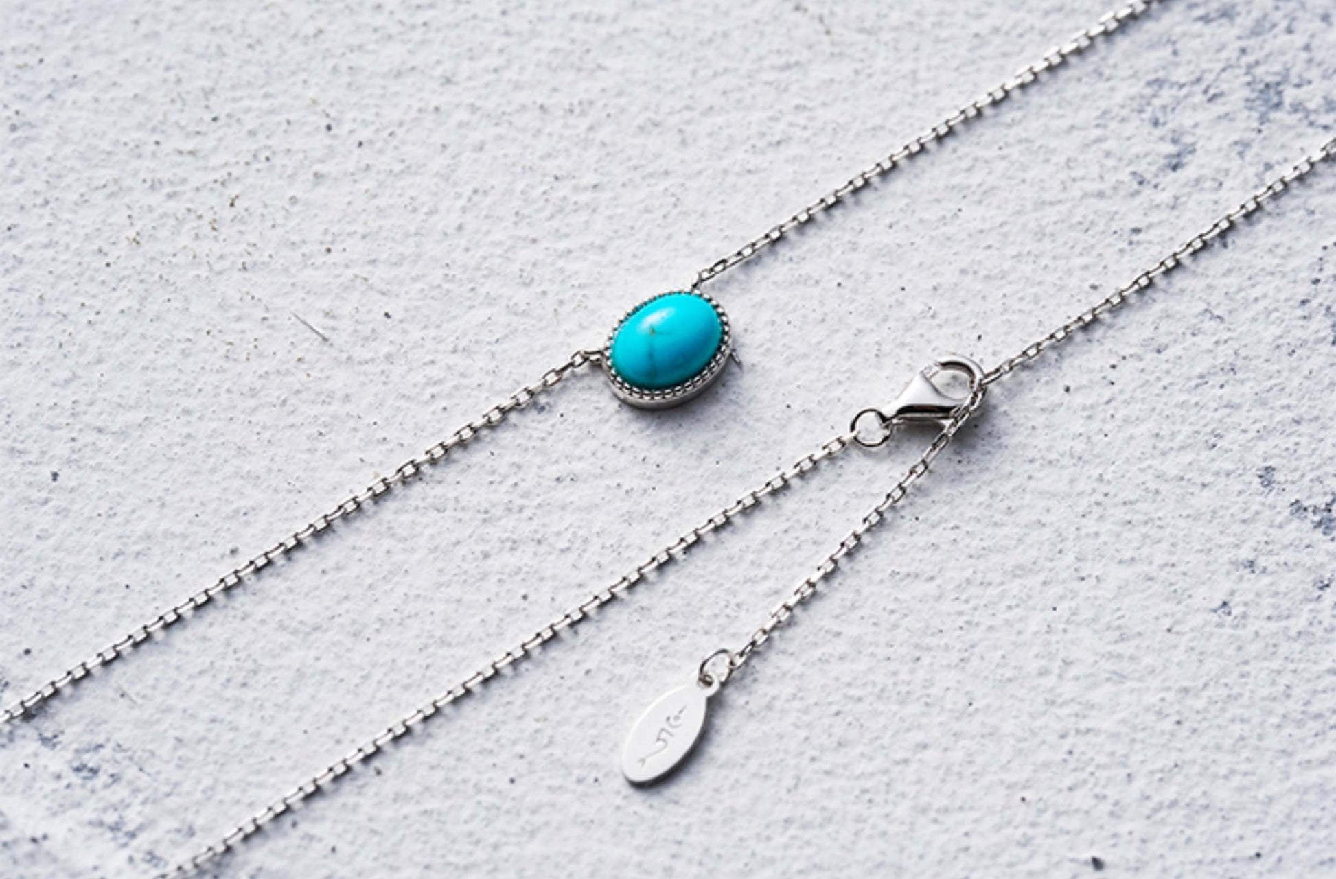 Minimalist Tibetan Natural Turquoise Necklace in 925 Sterling Silver