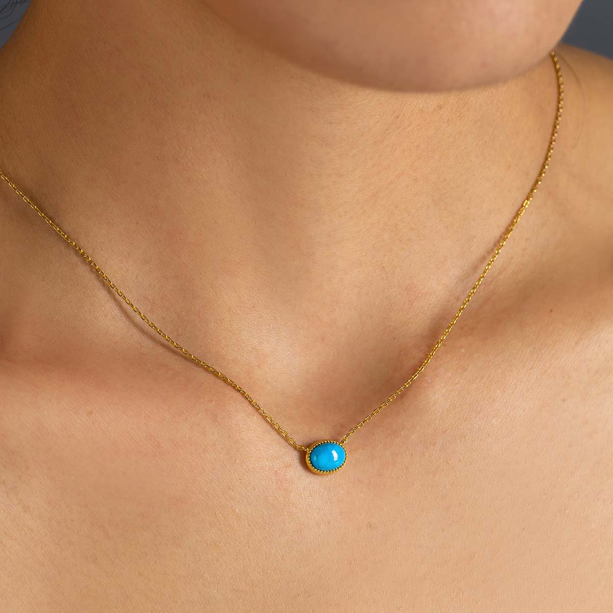 Minimalist Tibetan Natural Turquoise Necklace in 925 Sterling Silver